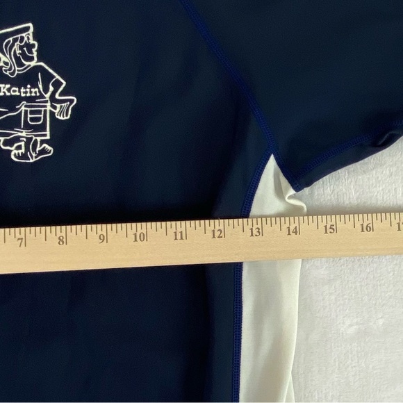 Katin USA Surf Boys Youth Rash Guard Size Large Blue White Short Sleeve USA Made - Picture 8 of 9